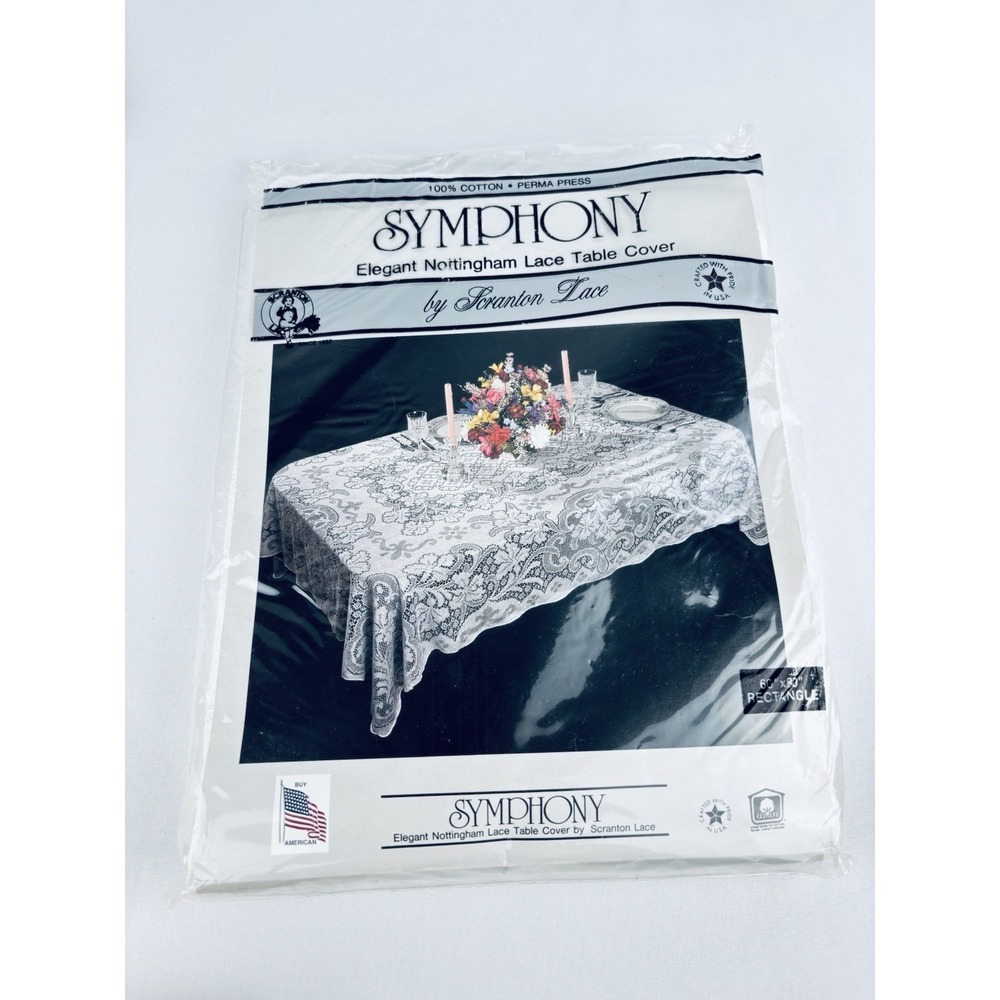 Symphony Elegant Nottingham Lace Table Cover Scranton Lace New 60x80 100%Cotton